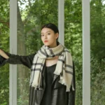 Plaid Striped Scarf Outdoor Fleece Lined Knitted Scarf Turtleneck Collar Cashmere Scarves
