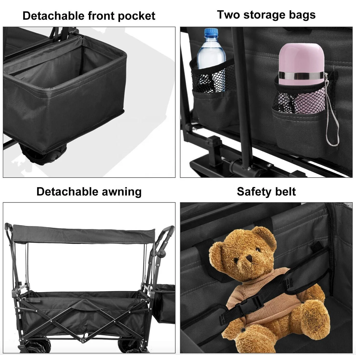 Lightweight Metal Frame Portable Camping Foldable Trolley Storage Cart Collapsible Folding Outdoor Utility Wagon Cart For Kids